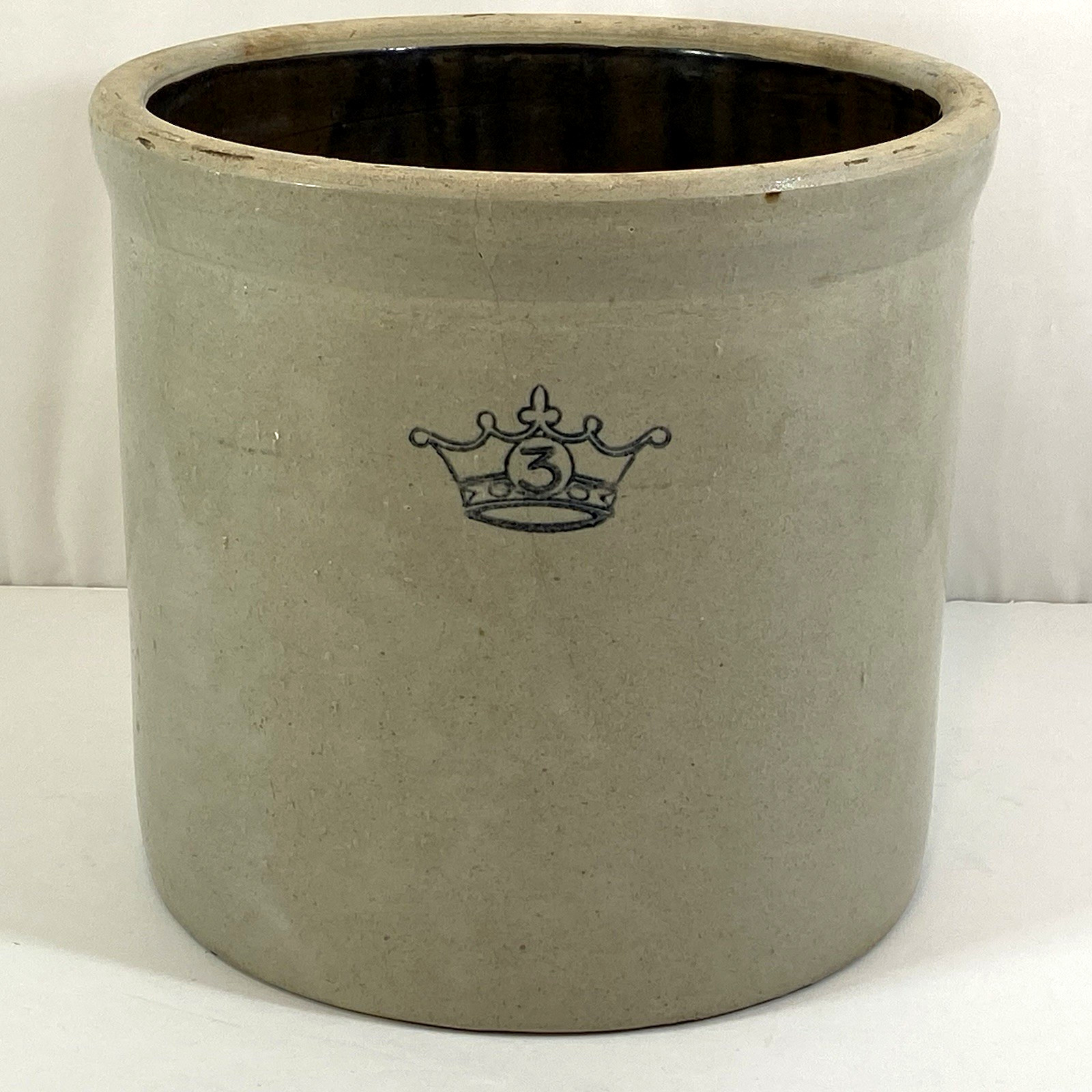 Vintage Robinson Ransbottom Blue Crown 3 Gallon Stoneware Crock U.S.A.