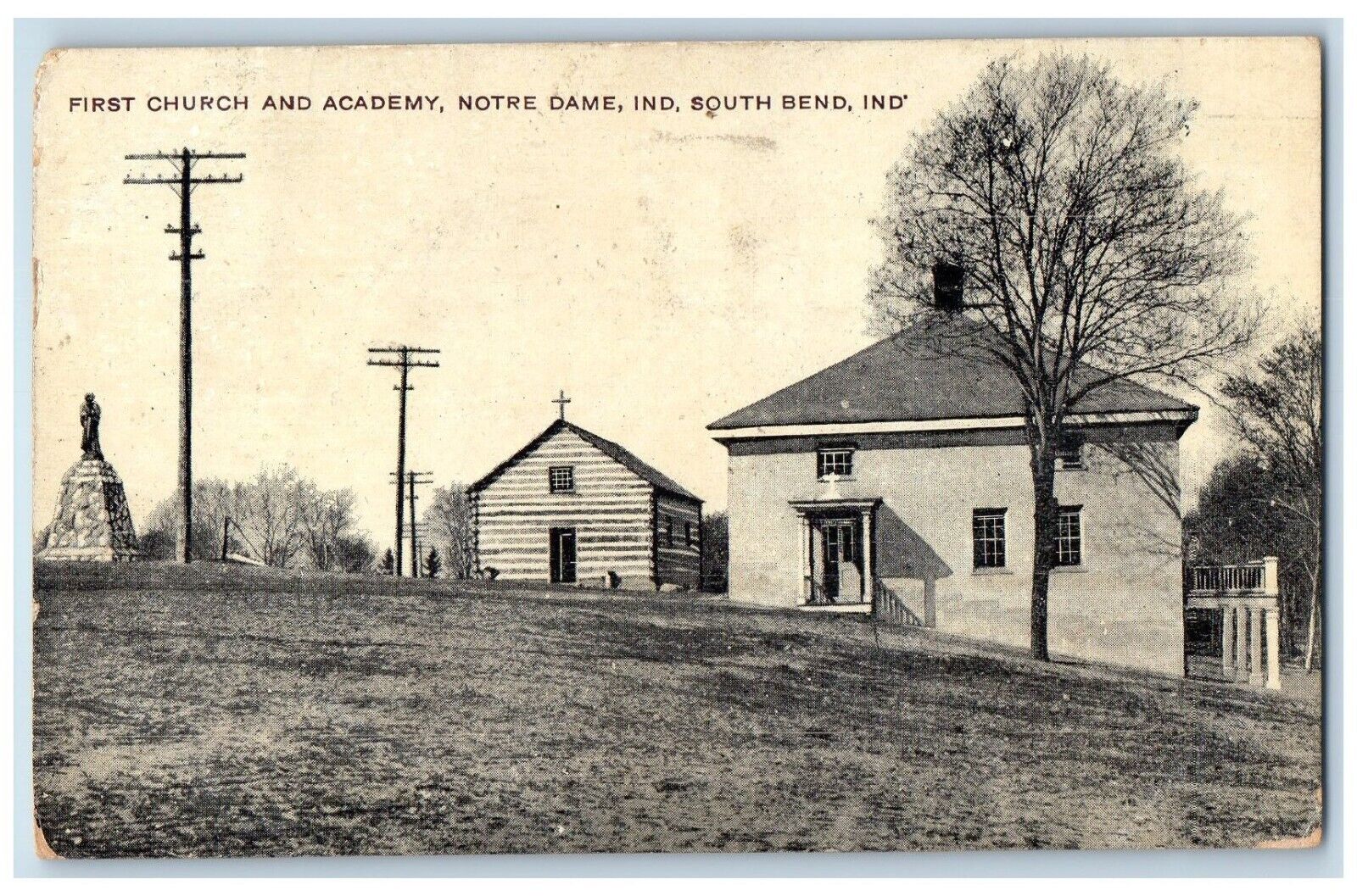 South Bend IN Postcard First Church And Academy Notre Dame Indiana 1909 Antique