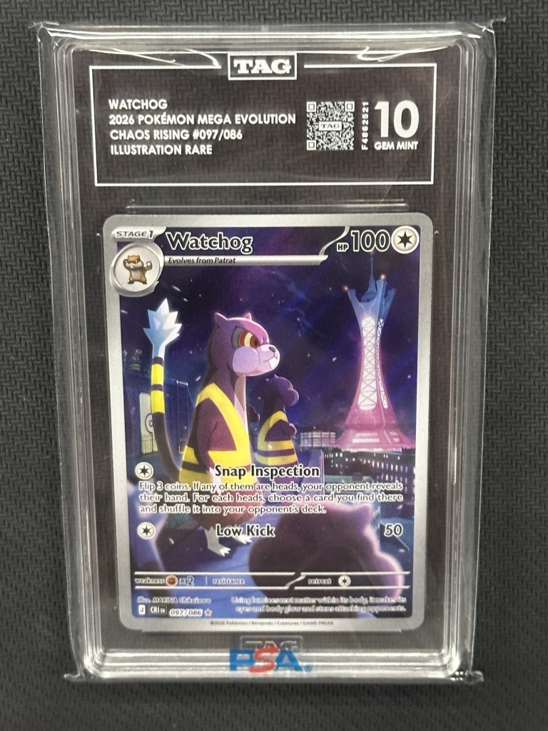 Watchog Pokemon Chaos Rising Illustration Rare TAG 10 PSA #097/086 Watchog Pokemon Chaos Rising Illustration Rare TAG 10 PSA #097/086