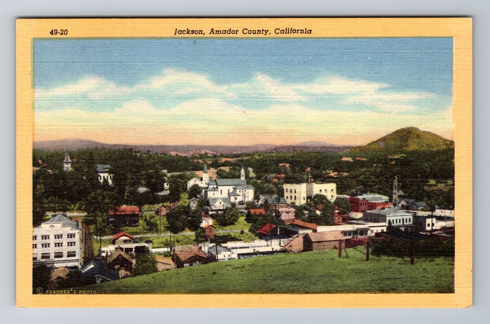 Amador County CA-California, Jackson, Aerial, Antique, Vintage Souvenir Postcard