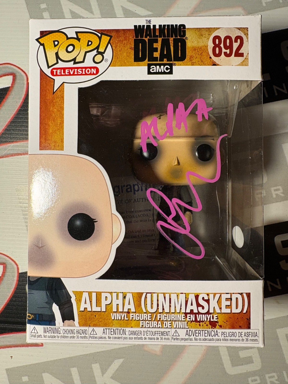Alpha signed Funko Pop by Samantha Morton Autograph ACOA - The Walking Dead