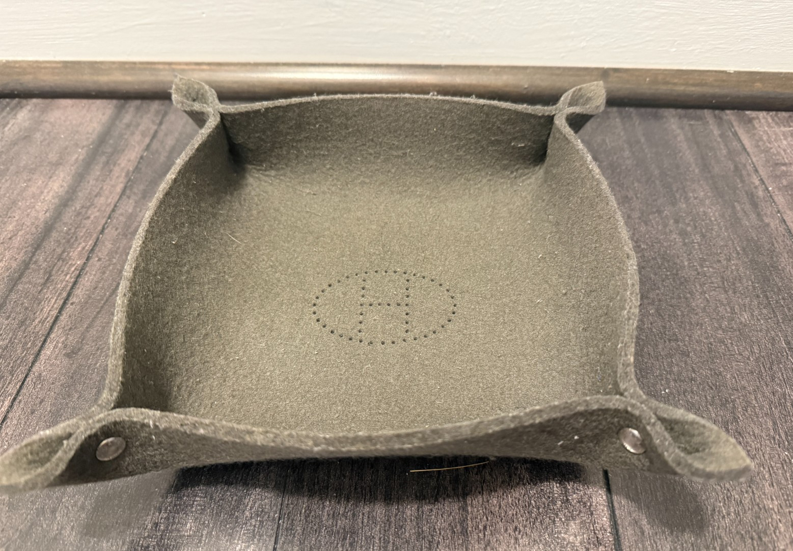 Hermes Felt Mises et Relances H Evelyne Change Tray Gray Felt Wool