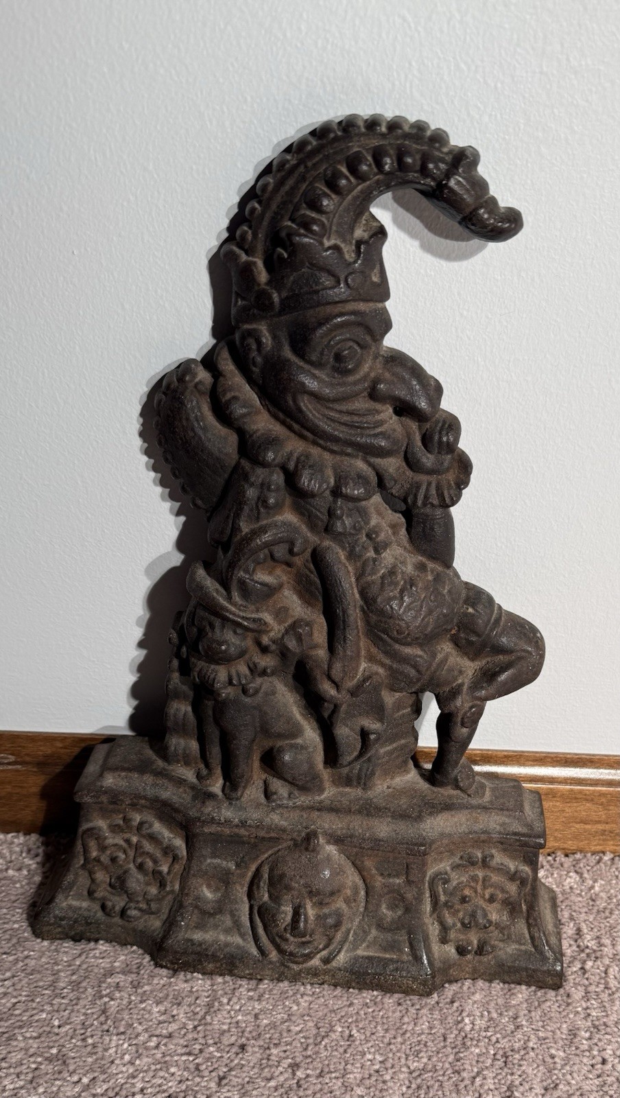 Antique Victorian Punch Cast Iron Doorstop 