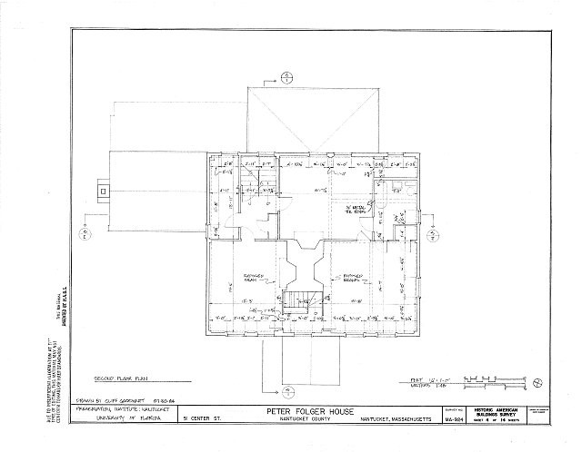 Photo:Nantucket Massachusetts Peter Folger House 1931 Floor Plan Centre St
