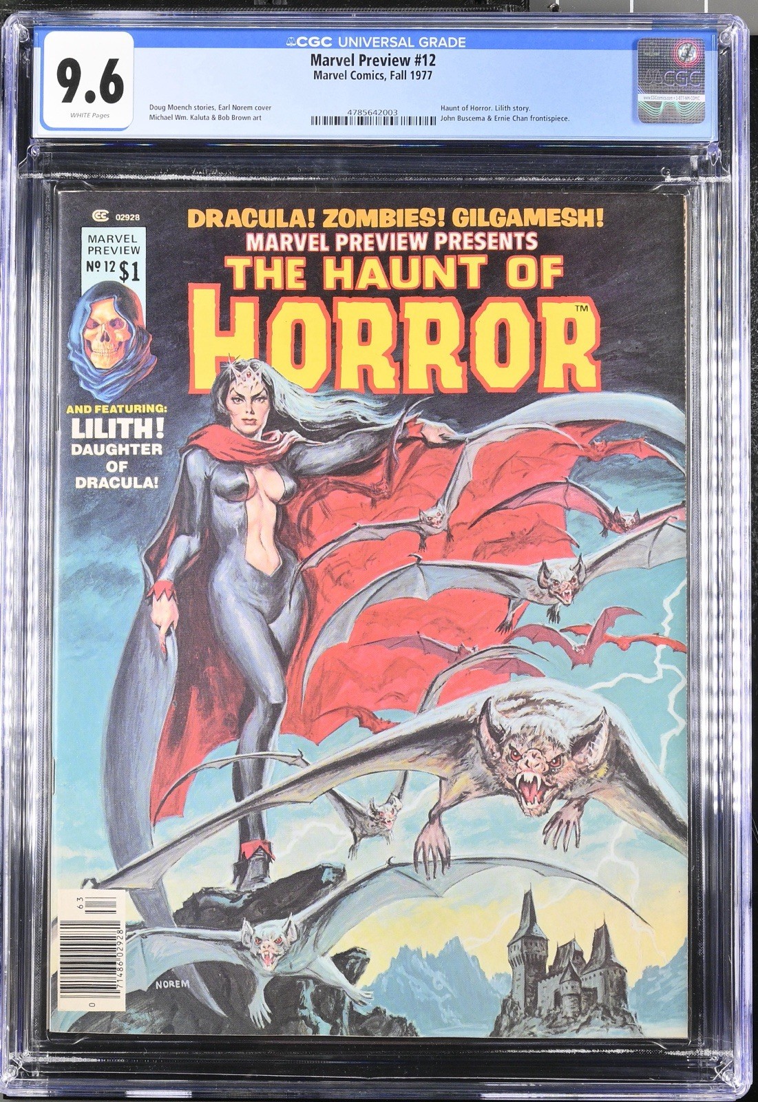 MARVEL PREVIEW #12 CGC 9.6  White Pages Lilith Cover 1977