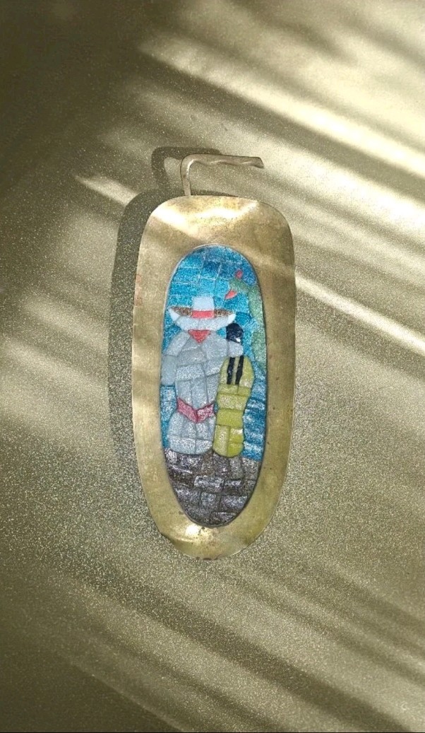 Vintage Large Mexican Mosaic Brass  Wall-Hanging/Tray