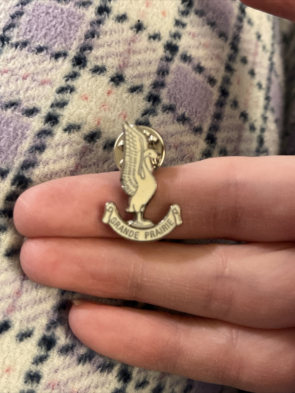 Vintage Grande Prairie Silver Tone Enamel Lapel Pin (GW17)
