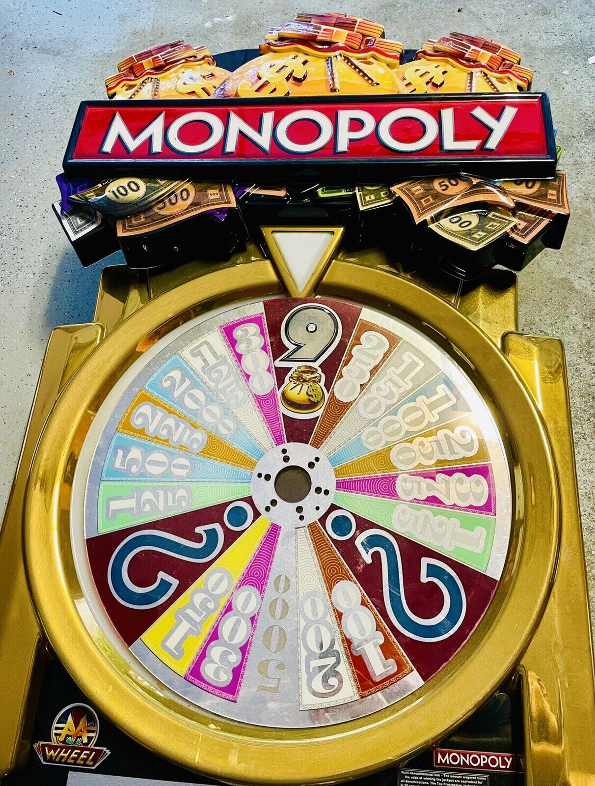 Monopoly Slot Machine Lighted Casino Topper with Detachable Fortune Wheel Facade
