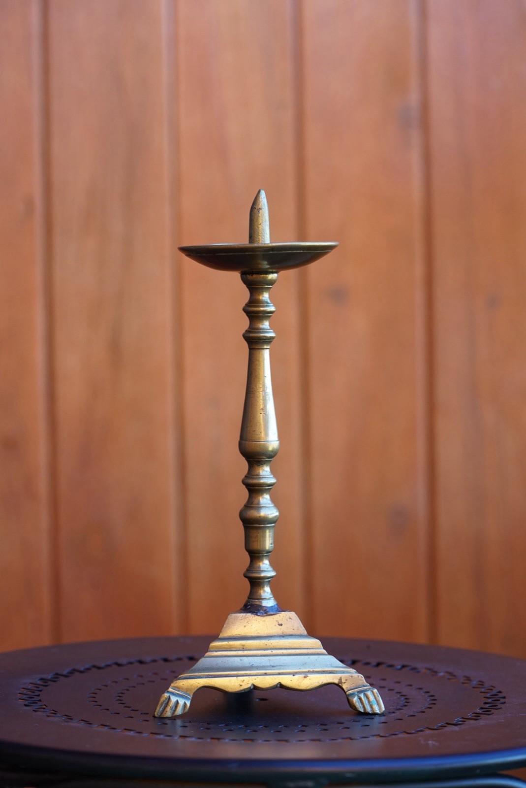 17th Century Pricket Candlestick - 1600s Claw Foot Brass Baluster Candlestick