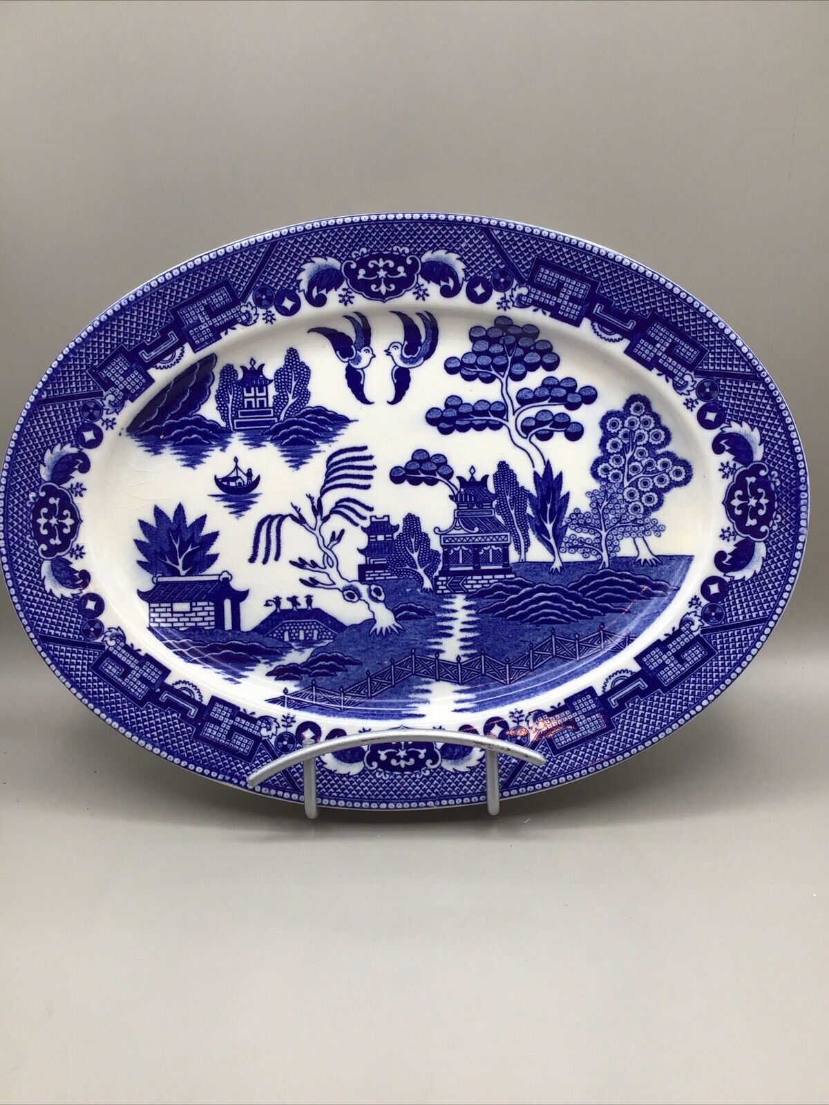 Vintage Blue Willow Oval Serving Platter. Japan. Marked. 12” x 9”
