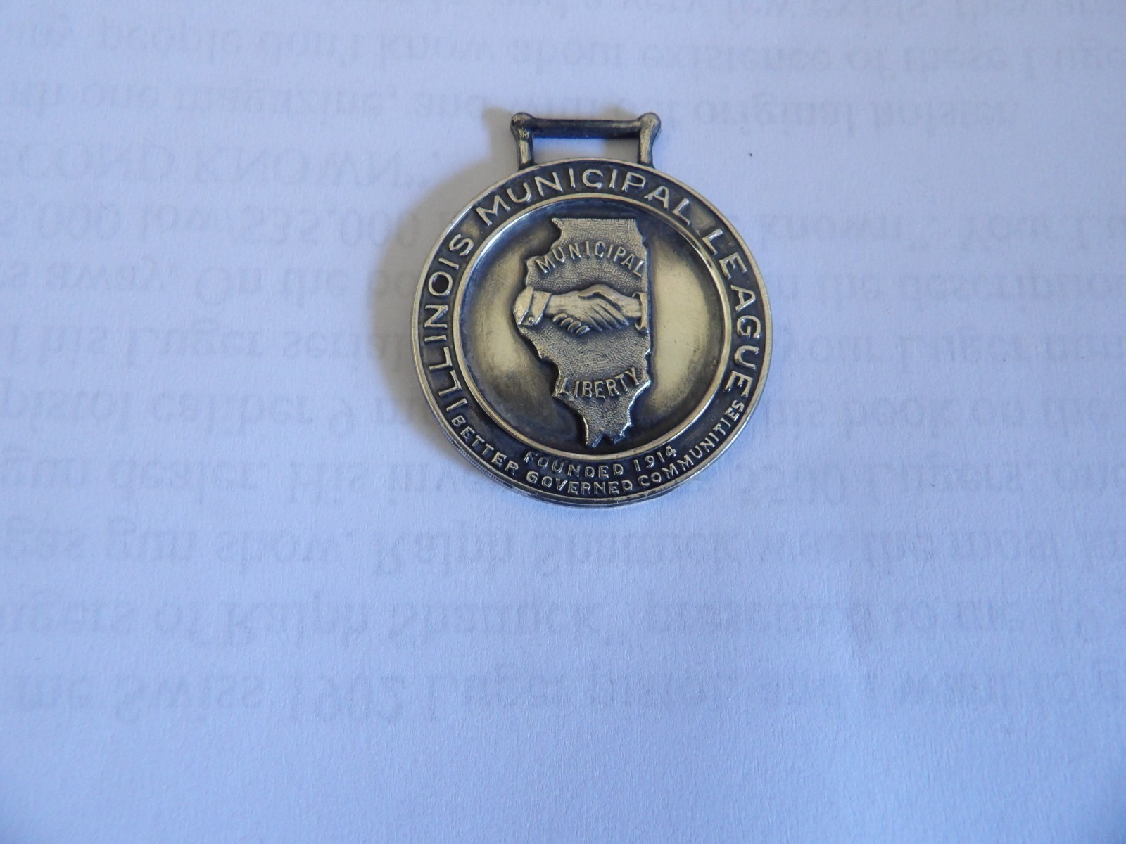 Vintage Illinois Municipal League Better Governed Communities Medal Fob Vintage Illinois Municipal League Better Governed Communities Medal Fob
