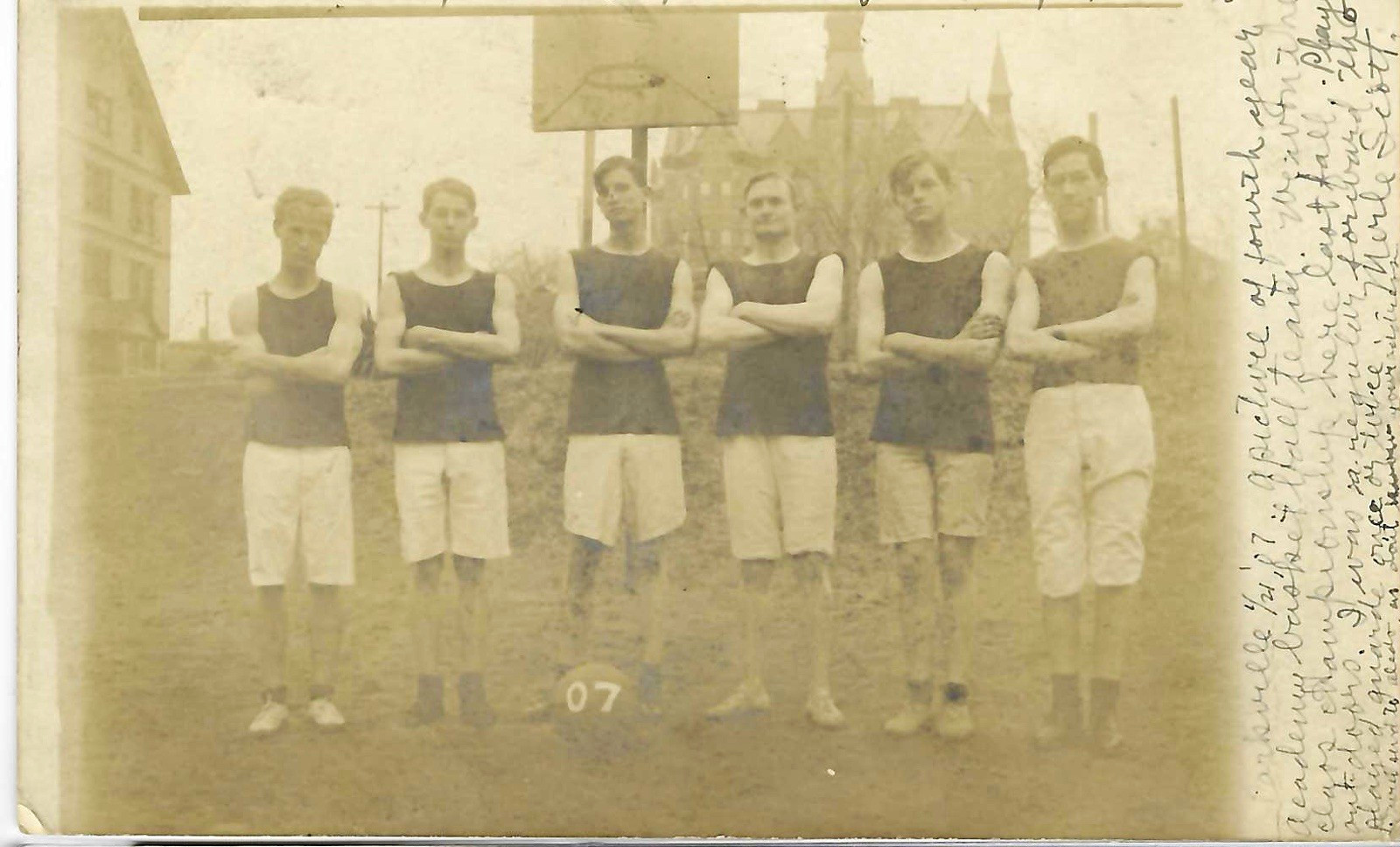 Vintage RPPC Real Photo Men\'s Basketball Team Group Postcard 1907 Posted