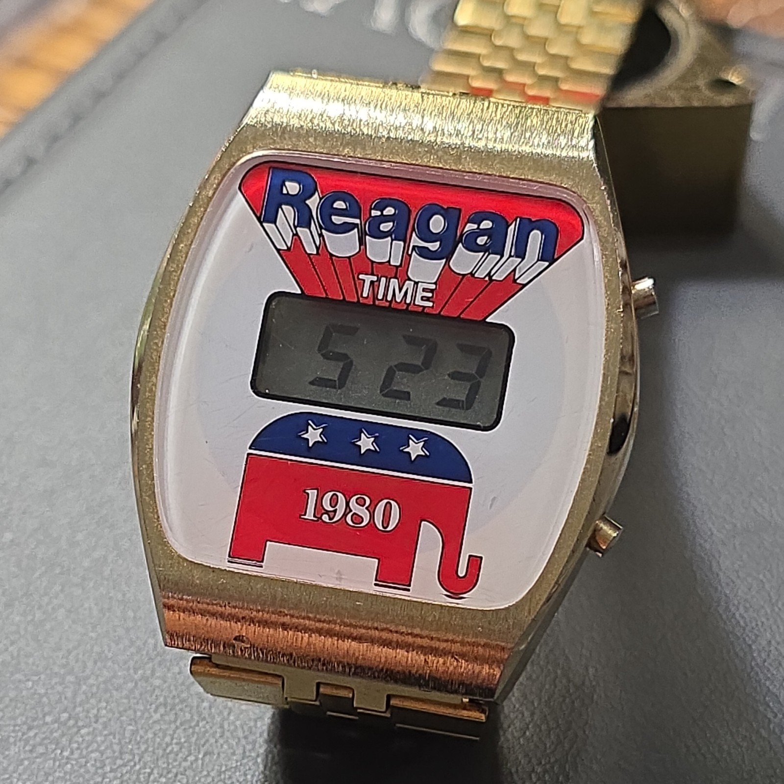 VERY RARE 1980 Ronald Reagan Republican Presidential Gold-plated Digital Watch