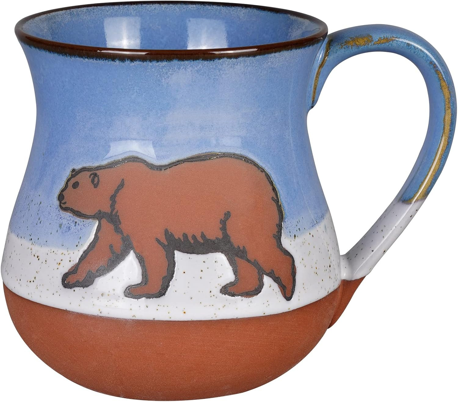 Ceramic Polar Bear Mug, Blue, 16 Oz, Handmade Stoneware