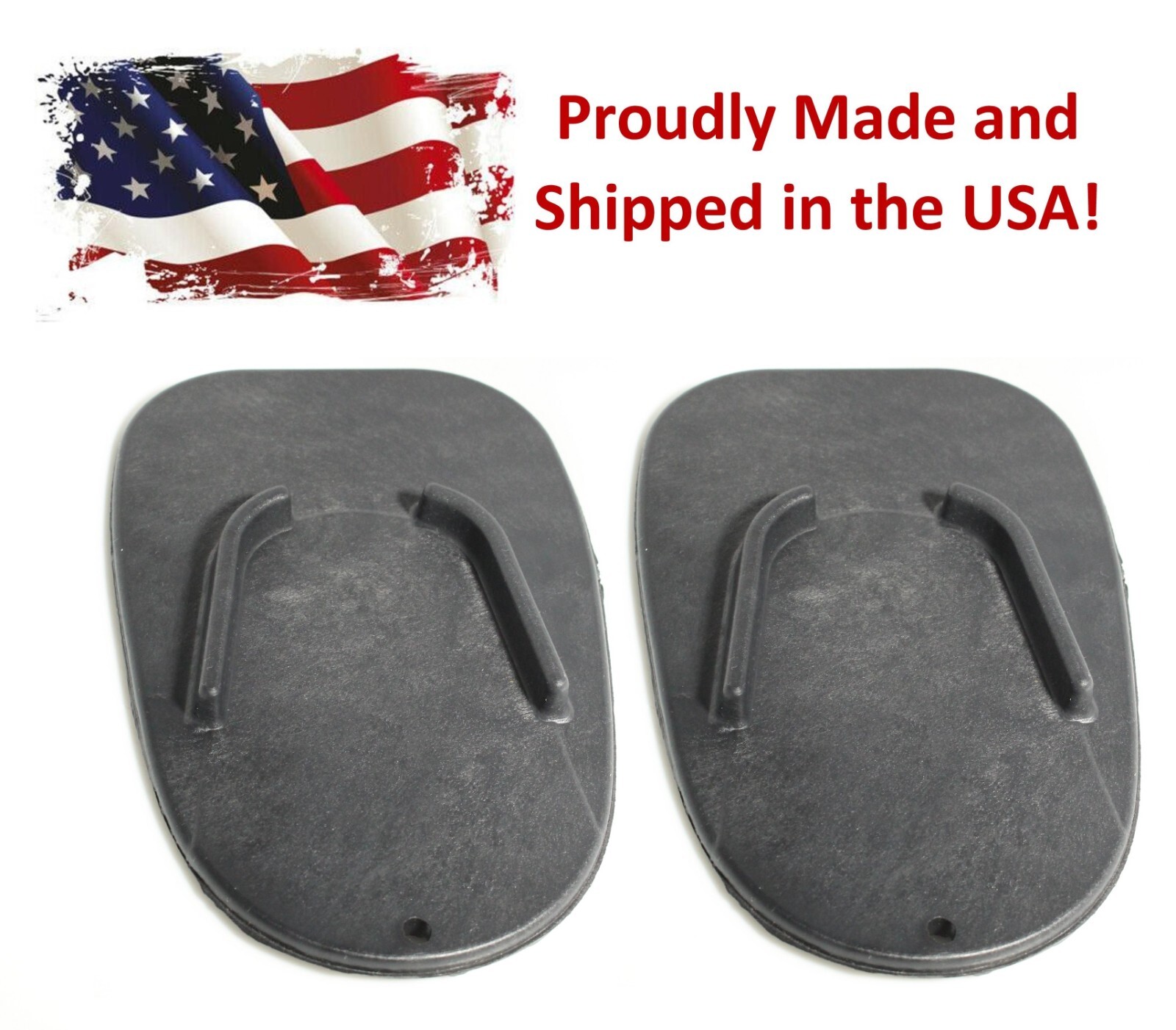 (2) Motorcycle Kickstand Pad Plate Biker\'s Kick Stand Black Harley Honda Plastic