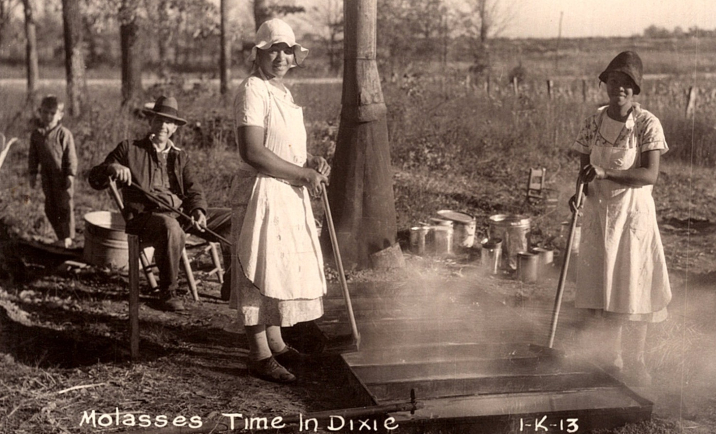 Vintage RPPC Family Women Making Syrup  \