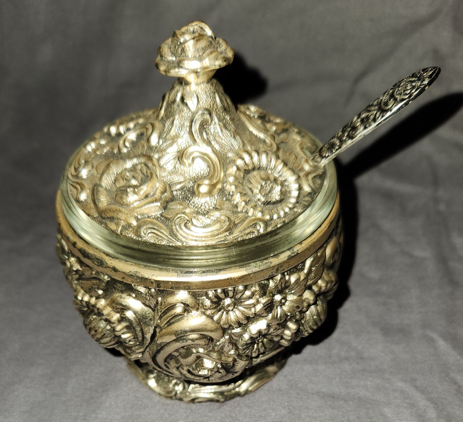 Vintage Nickel Silverplated Jam Jar by Harrison Fisher Co from Japan