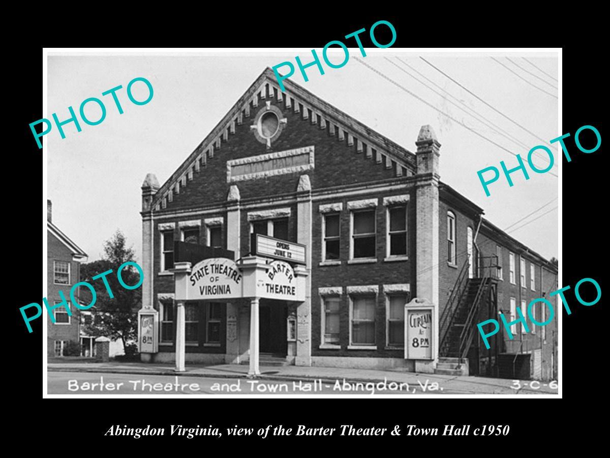 OLD LARGE HISTORIC PHOTO OF ABINGDON VIRGINIA THE BARTER THEATER & HALL c1950