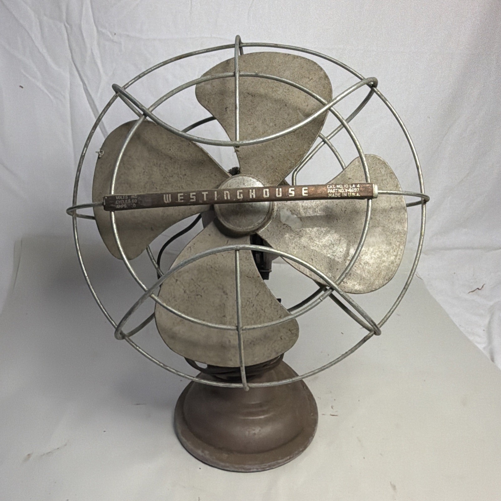 Vintage Westinghouse No 10 LA 4, Y-4697, 10 Inch Oscillating Fan - Not Running