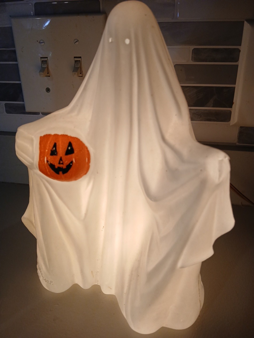 VTG Halloween Ghost 1979 Belco Lites Sm. 9” Tabletop Blow Mold Plastic W/ Cord VTG Halloween Ghost 1979 Belco Lites Sm. 9” Tabletop Blow Mold Plastic W/ Cord