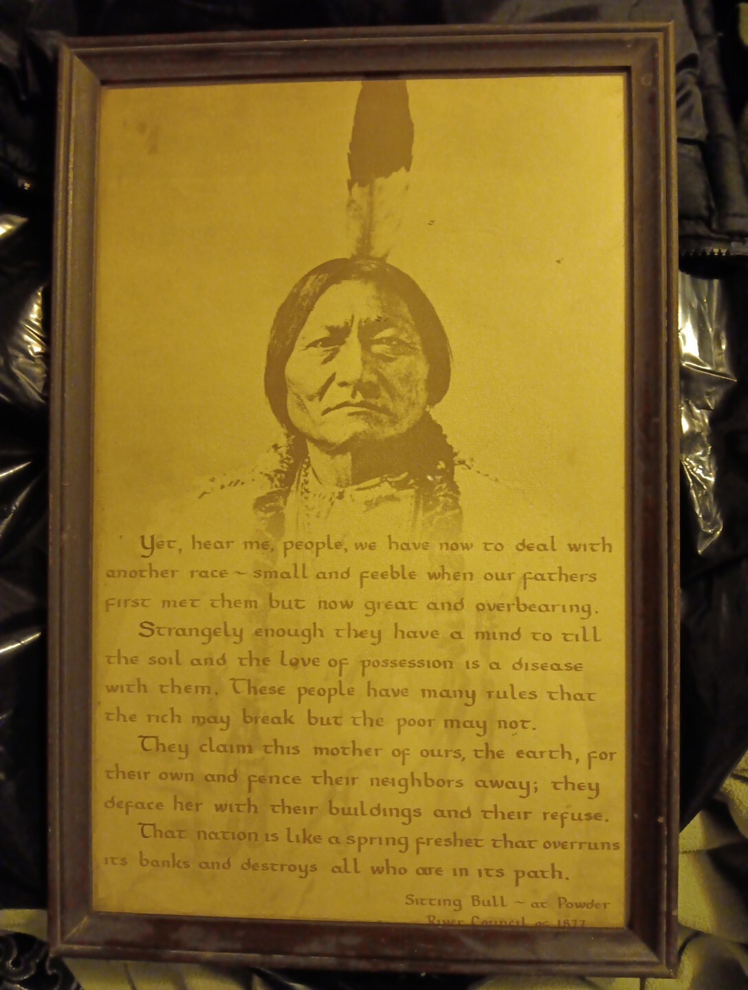 Sitting Bull At Powder Ridge 1877 In Custom Frame 
