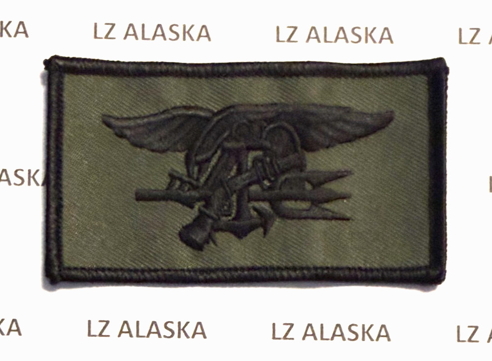 US NAVAL SPECIAL WARFARE SEAL TEAM TRIDENT PATCH (N26) GREEN / SUBDUED