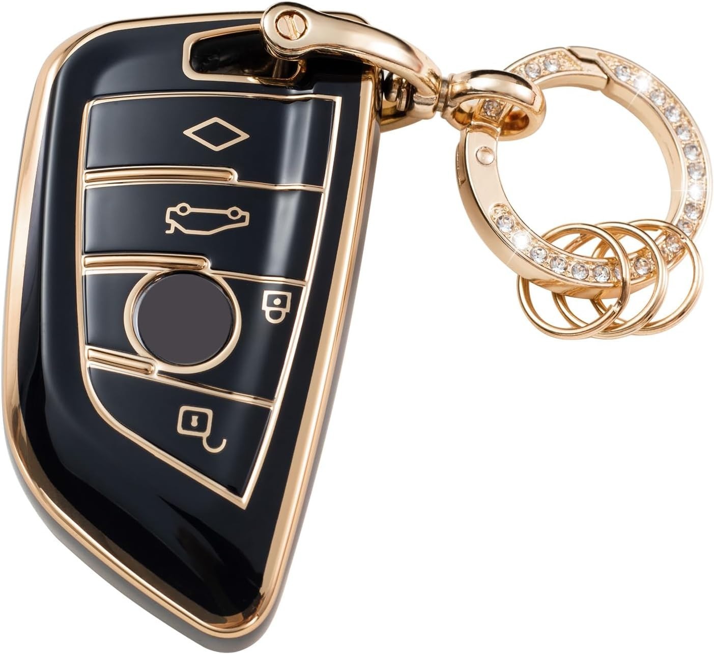 Key Fob Cover for BMW 2 3 4 5 6 7 X1 X2 X3 X5 X6 Series Soft TPU Gold/Black