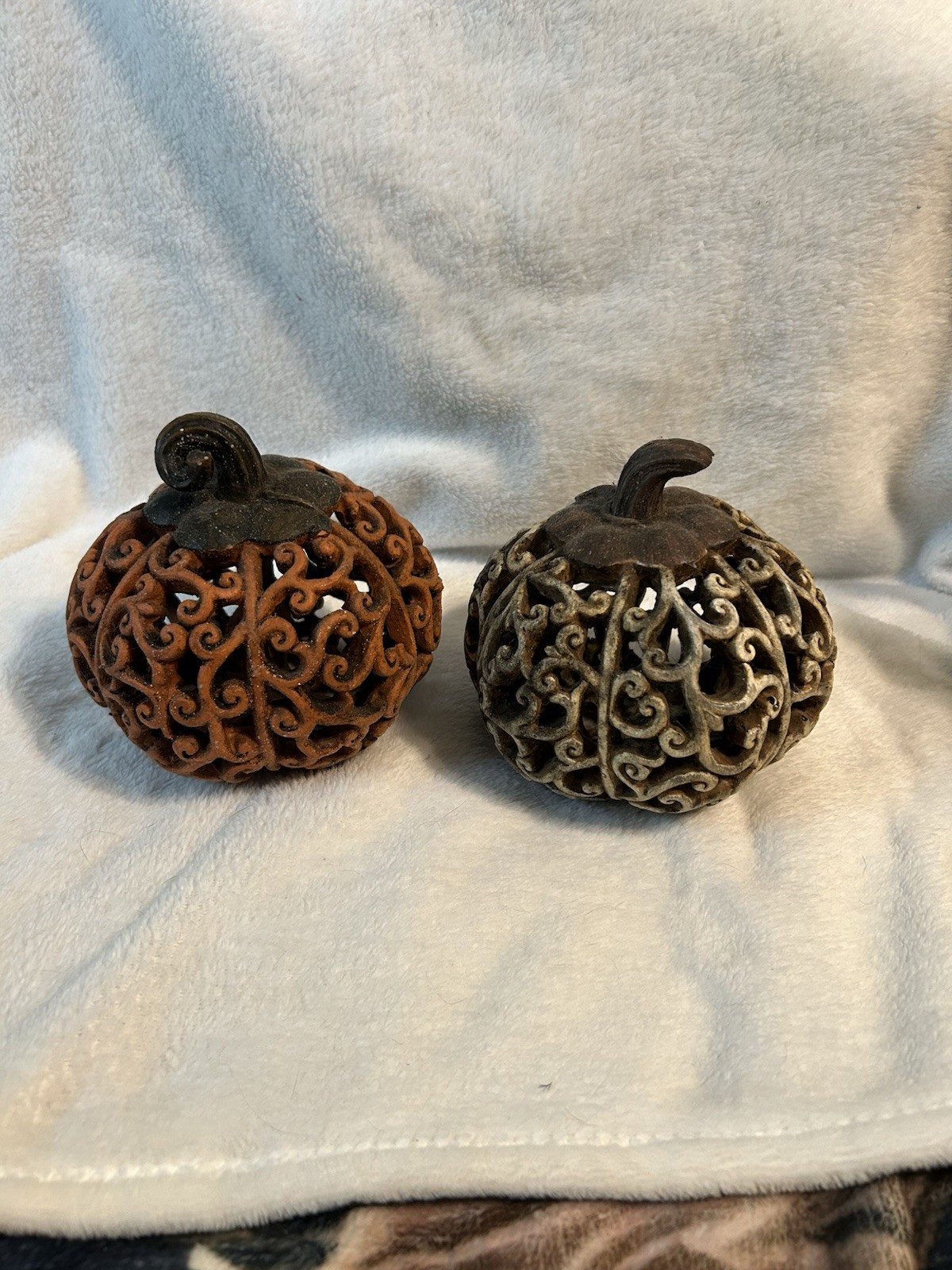 Two Decorative Pumpkins. They Were Bought At Hobby Lobby And Are Very Cute