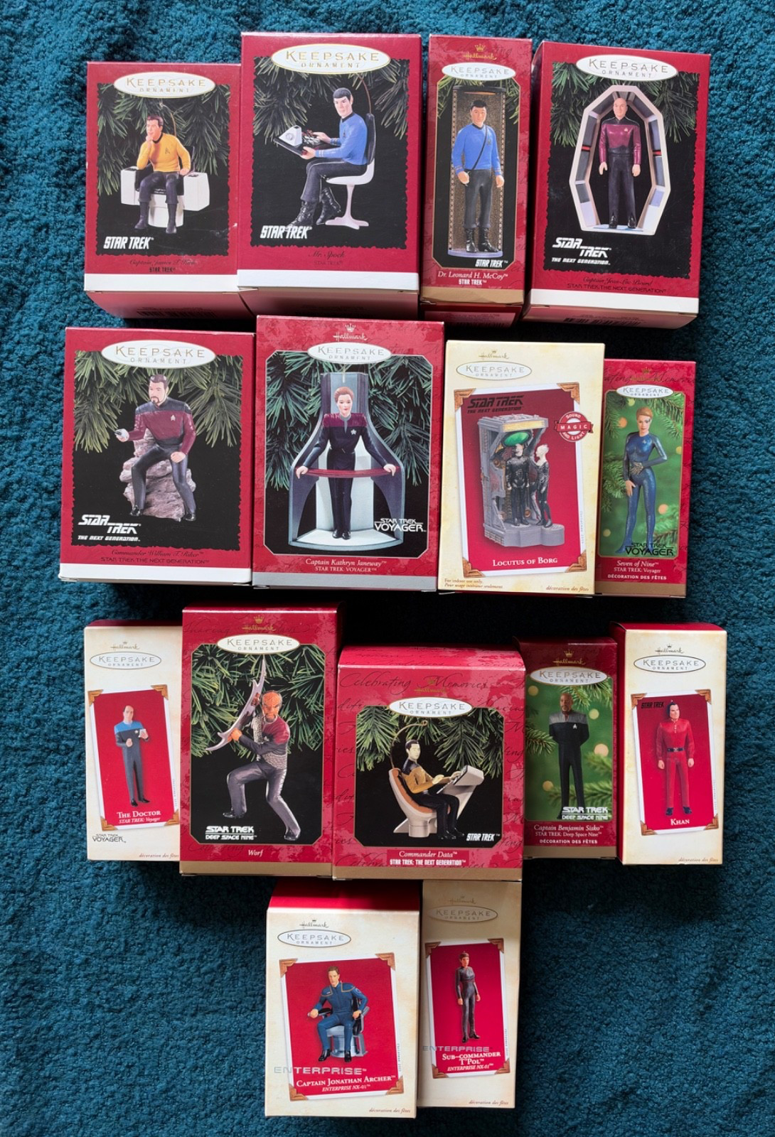 Vintage Hallmark Star Trek Ornament Trekki Lot of 15 Data Kirk Spock Picard Etc.