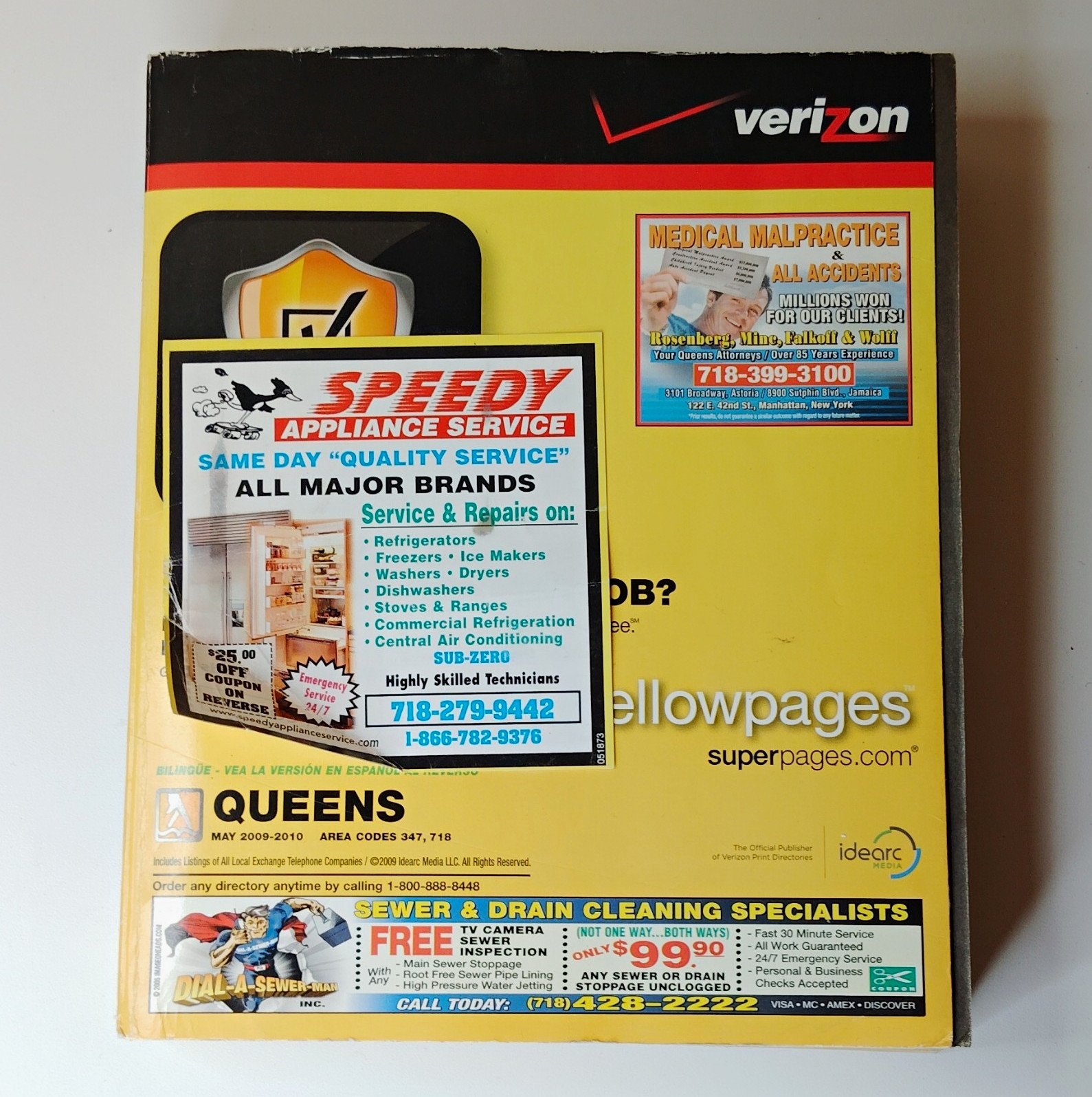 Vintage Verizon Yellow Pages Queens NY 2009-2010 Telephone Directory