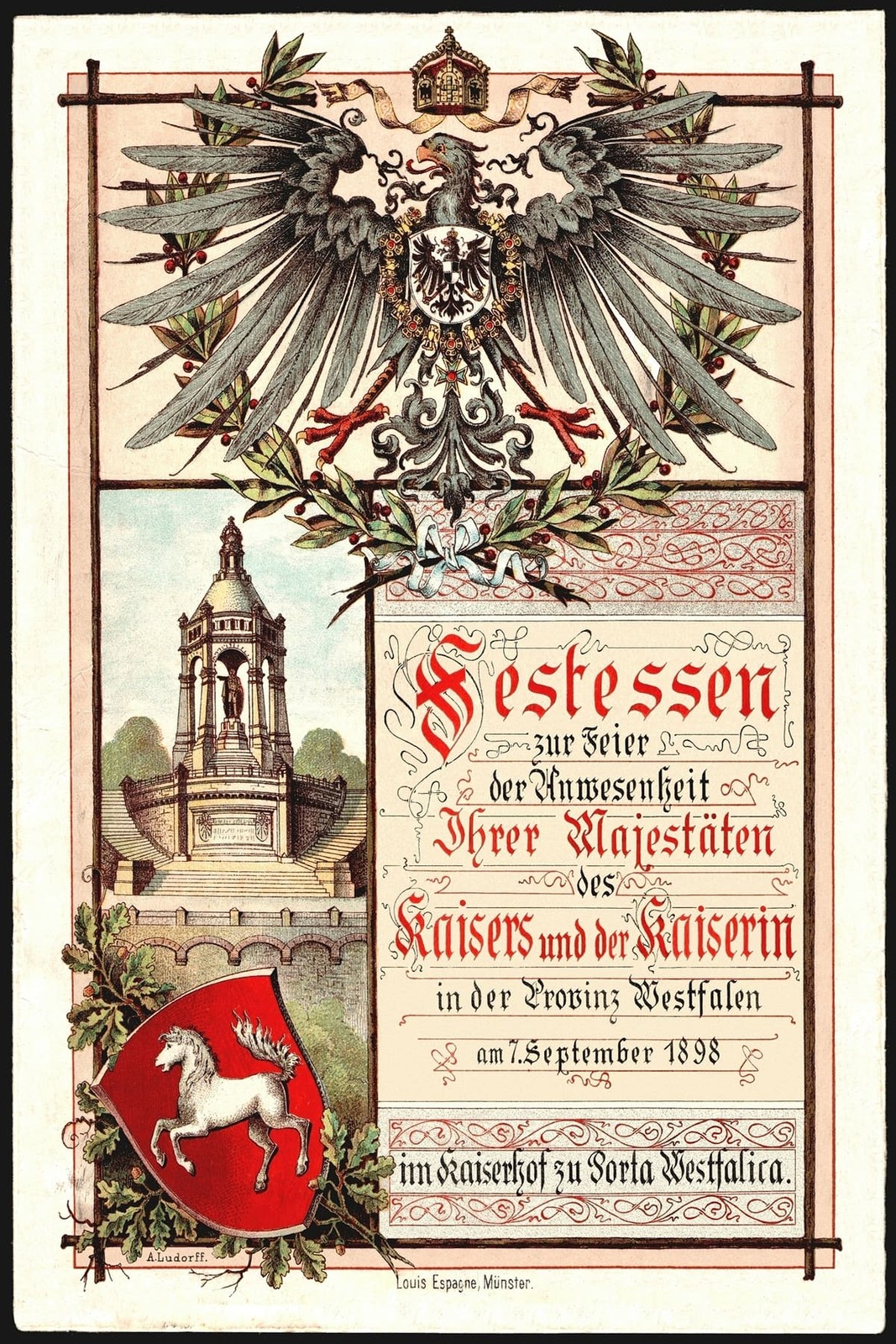 🦅 1898 German Royal Banquet Poster - 24x36” Vintage Decor