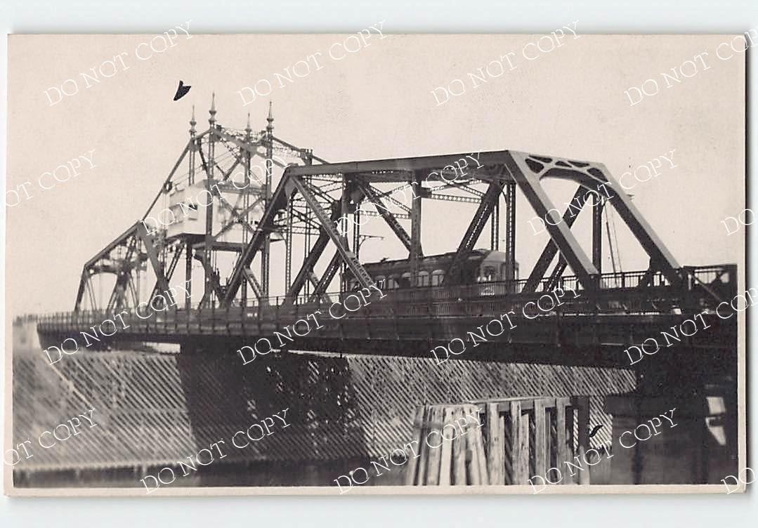 Antique RPPC N.E.R.R. Bridge, Sacramento River, Meridian, CA 1913 Photo Railroad
