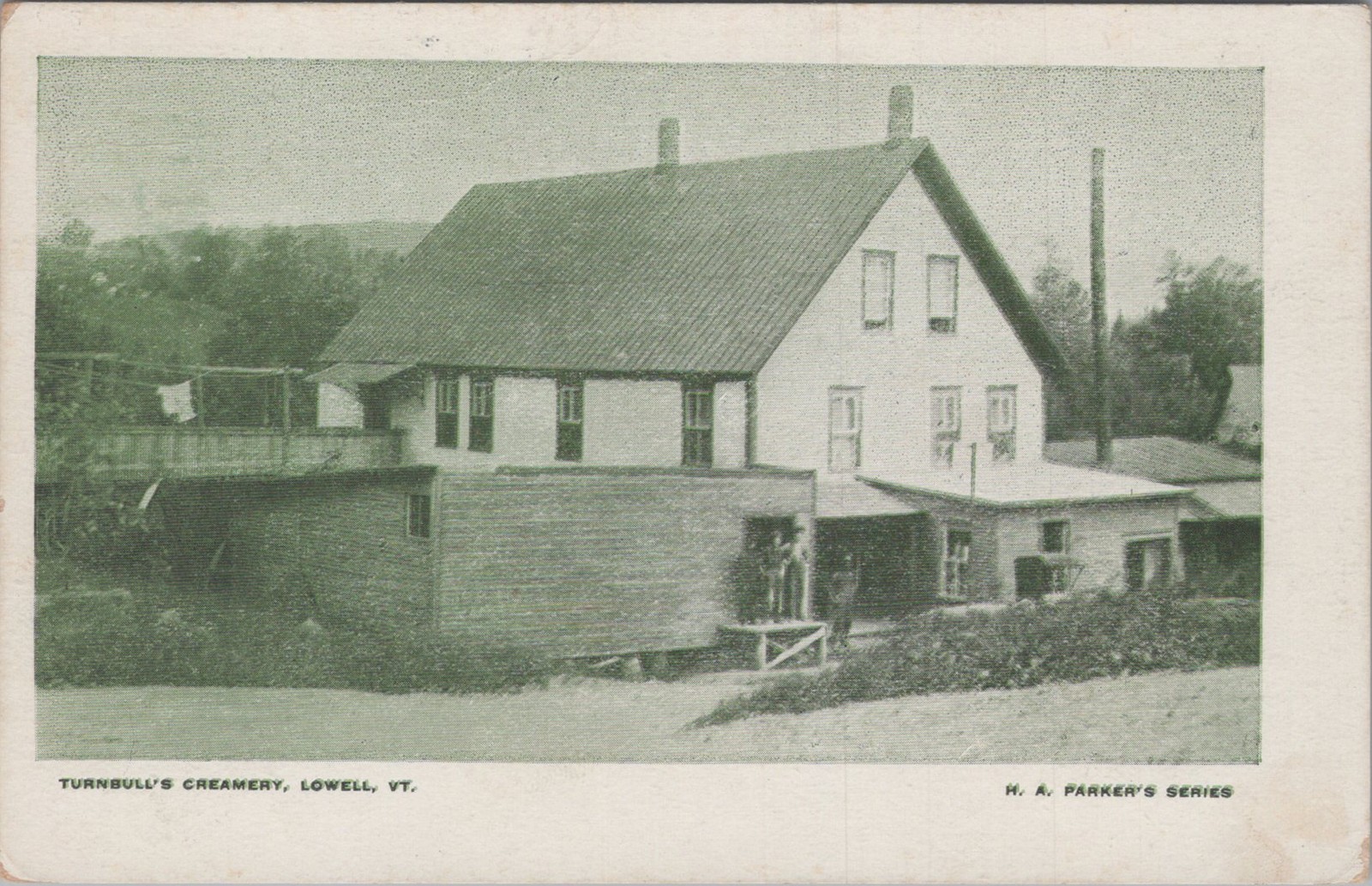 Turnbull\'s Creamery Lowell Vermont VT 1912 Dairy Plant Smokestack Postcard