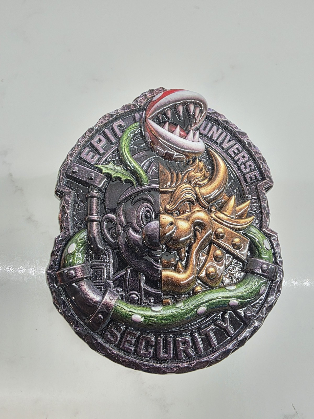 🔥RARE🔥 RED DOT EPIC UNIVERSE SECURITY MARIO BOWSER SERIALIZED CHALLENGE COIN