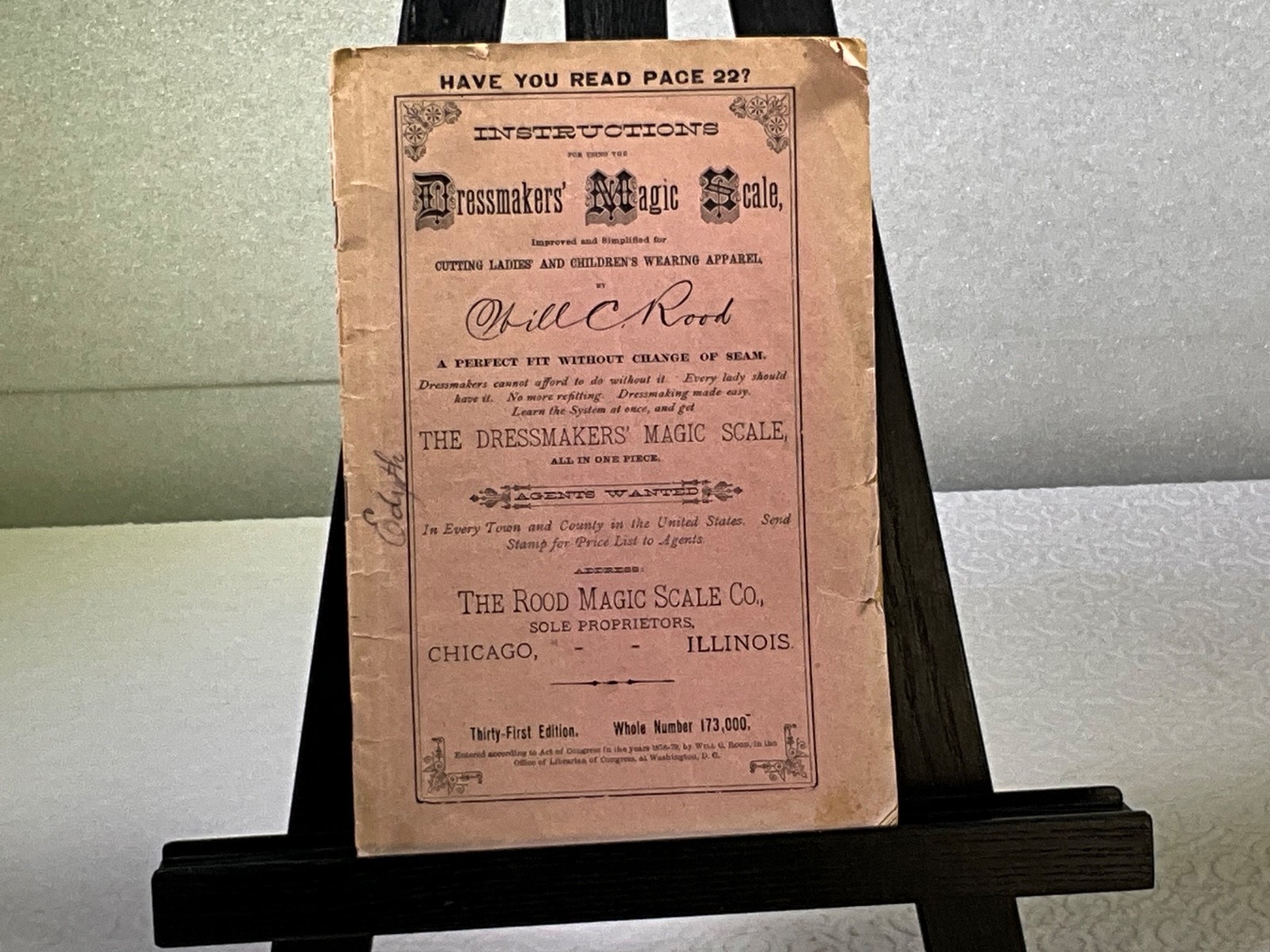 Original 1880s Will C Rood Dressmaker’s Magic Scale Pattern Drafting