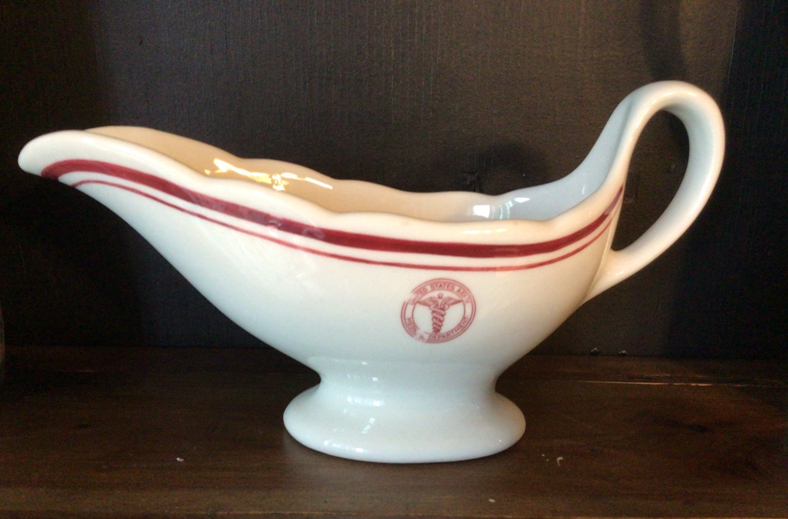Vintage 1941 WWII US Army Medical Department Gravy Boat Shenango Restaurant Wear