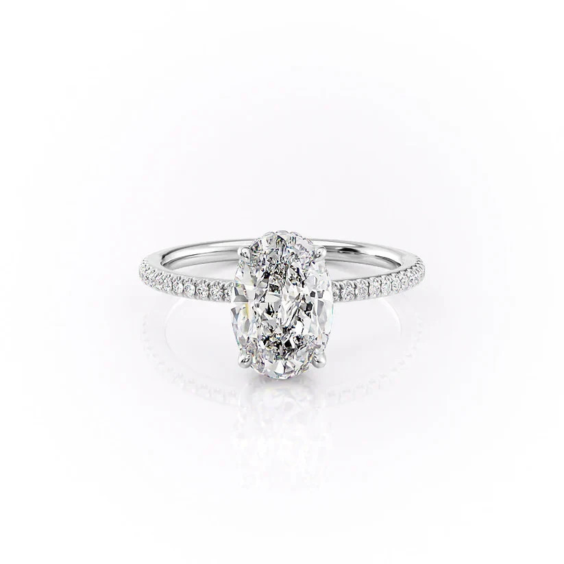 2.5 Ct Brilliant Oval Cut Pave Moissanite Ring 925 Sterling Silver Wedding Ring
