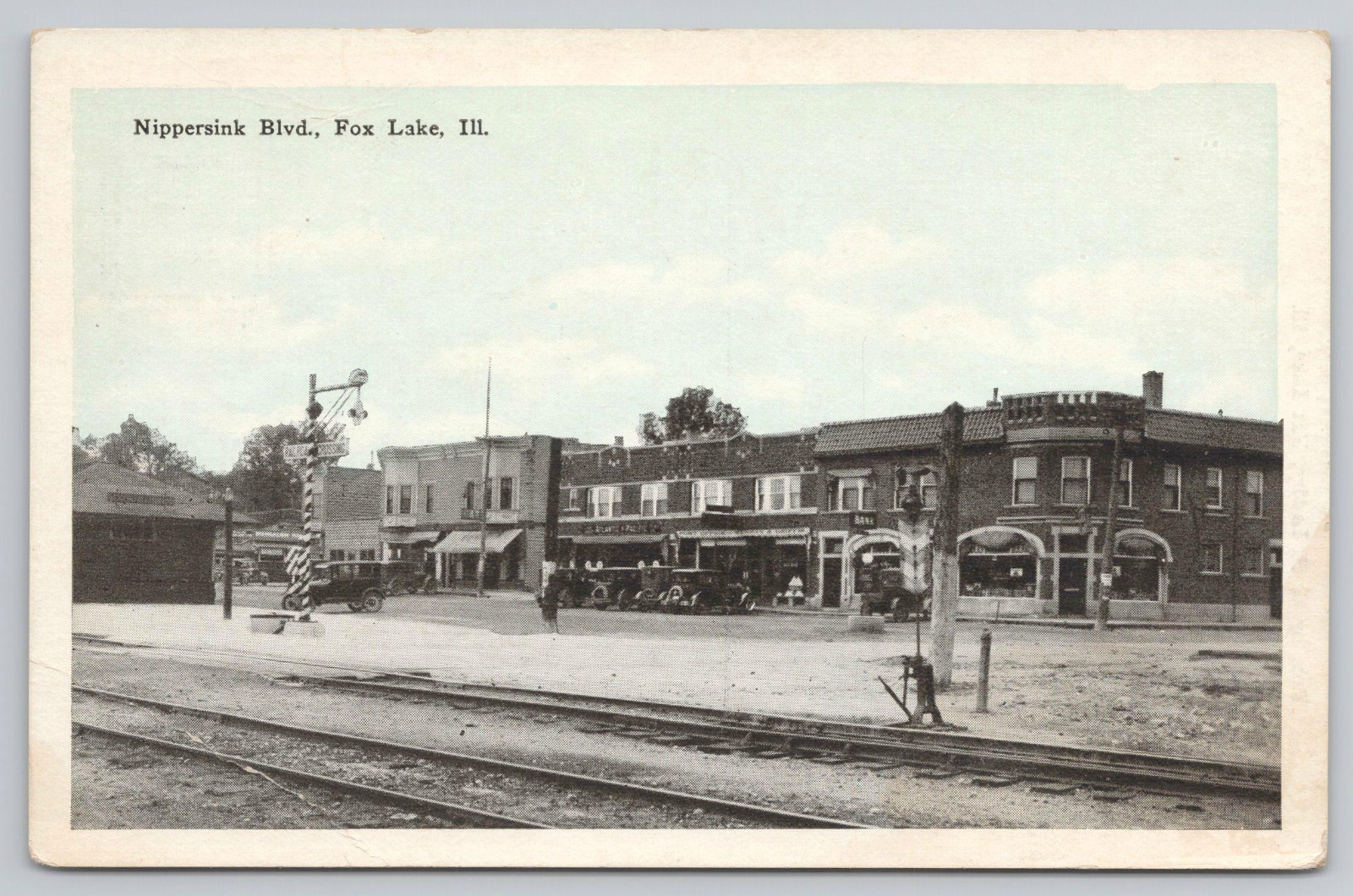1920 Nippersink Blvd. Train Depot Downtown Fox Lake Illinois IL Antique Postcard
