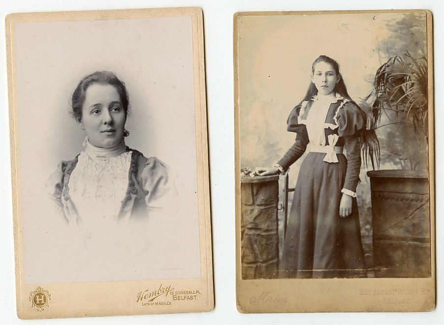 2 Cabinet Photos - Pretty Young Ladies - Belfast, Ireland - Nice Condition 