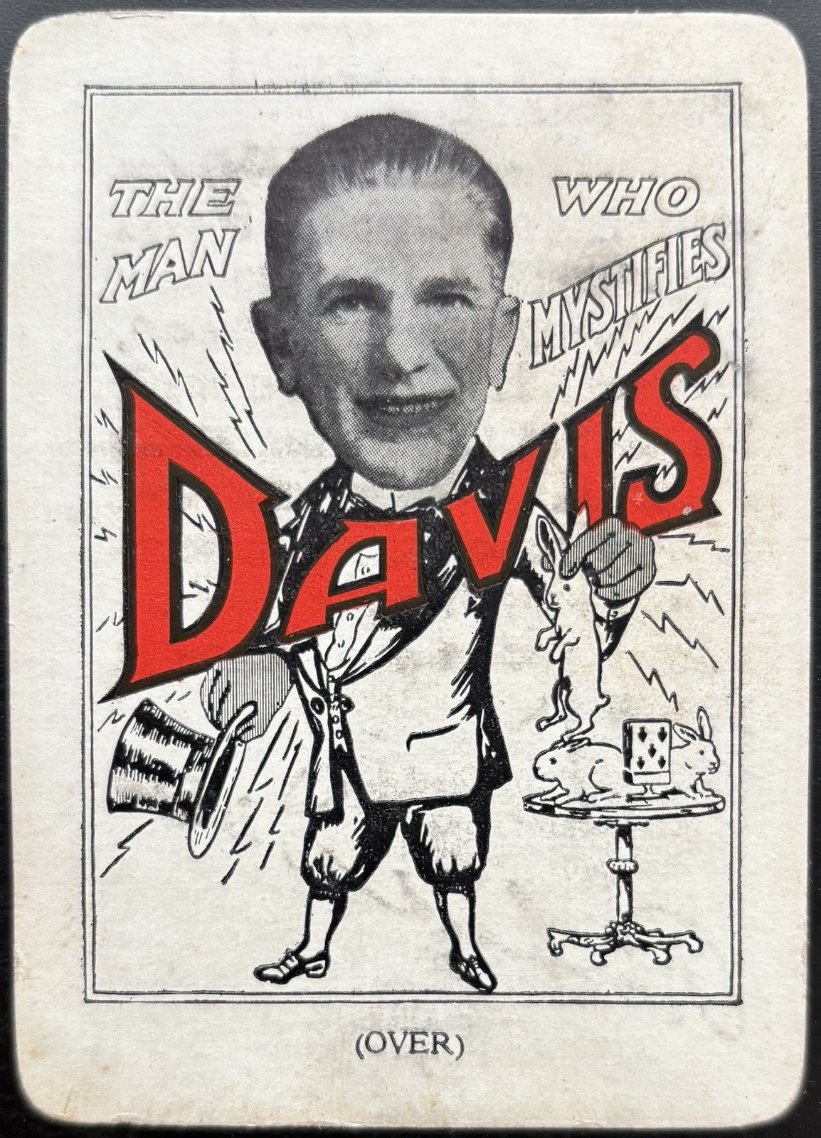 Davis Throw-Out Card, Magician, Magic, Illusionist, Vintage, Tarbell, Chautauqua