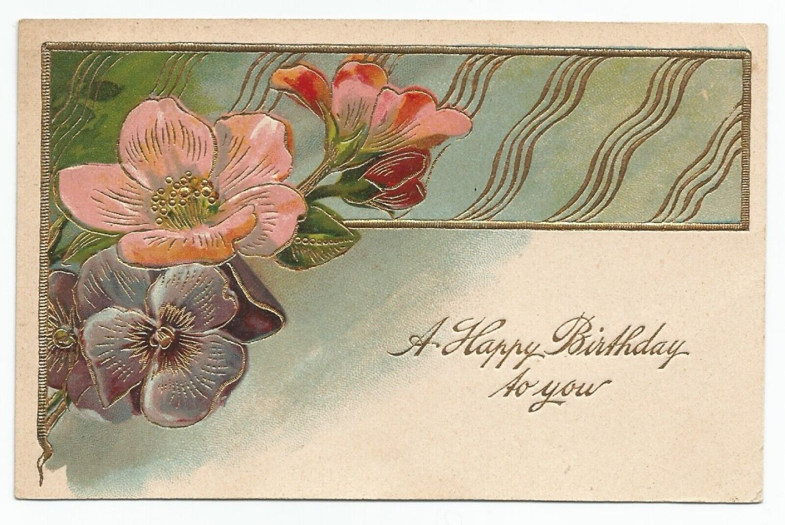 Happy Birthday To You Embossed Antique Postcard Dated 1908