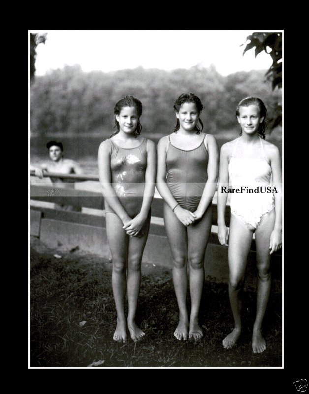 JUDITH JOY ROSS 1988-rpt Swimmers by the Lake SWIMSUIT Retro Teenagers MATTED
