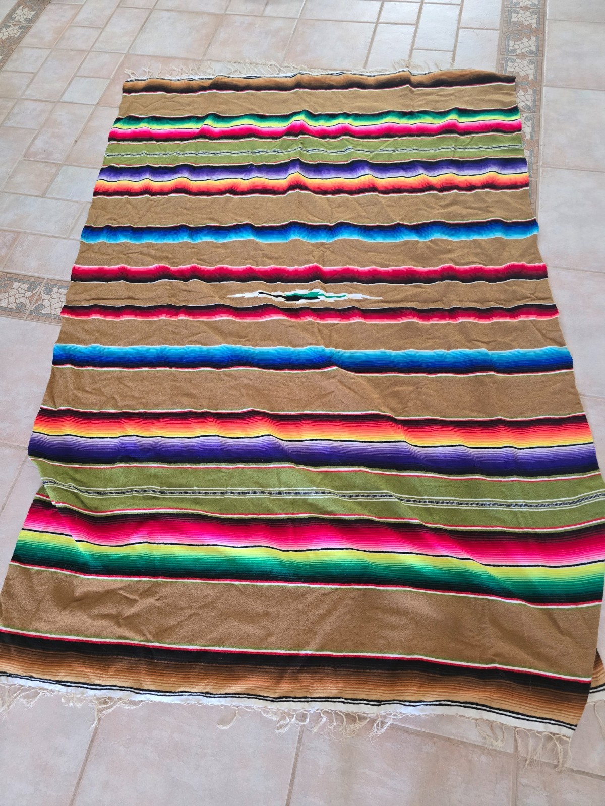 Vintage Mexican Serape Blanket 96\