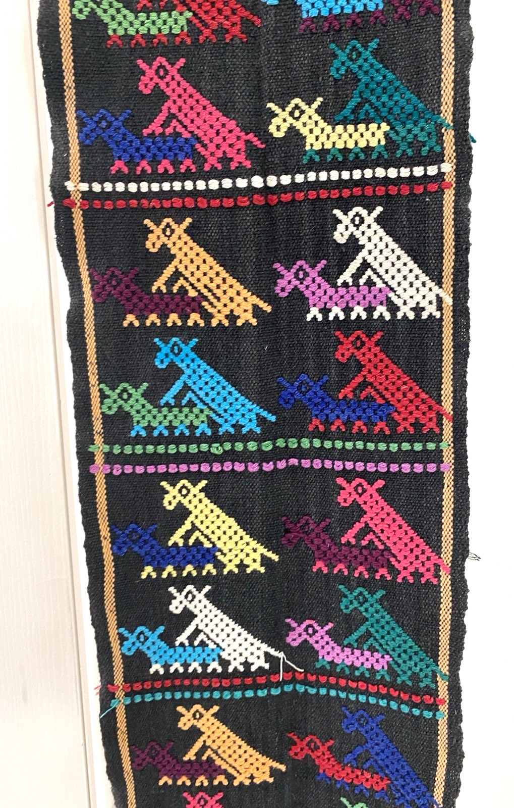 Vtg Guatemalan Textile Weaving Embroidery Runner Handwoven 63\