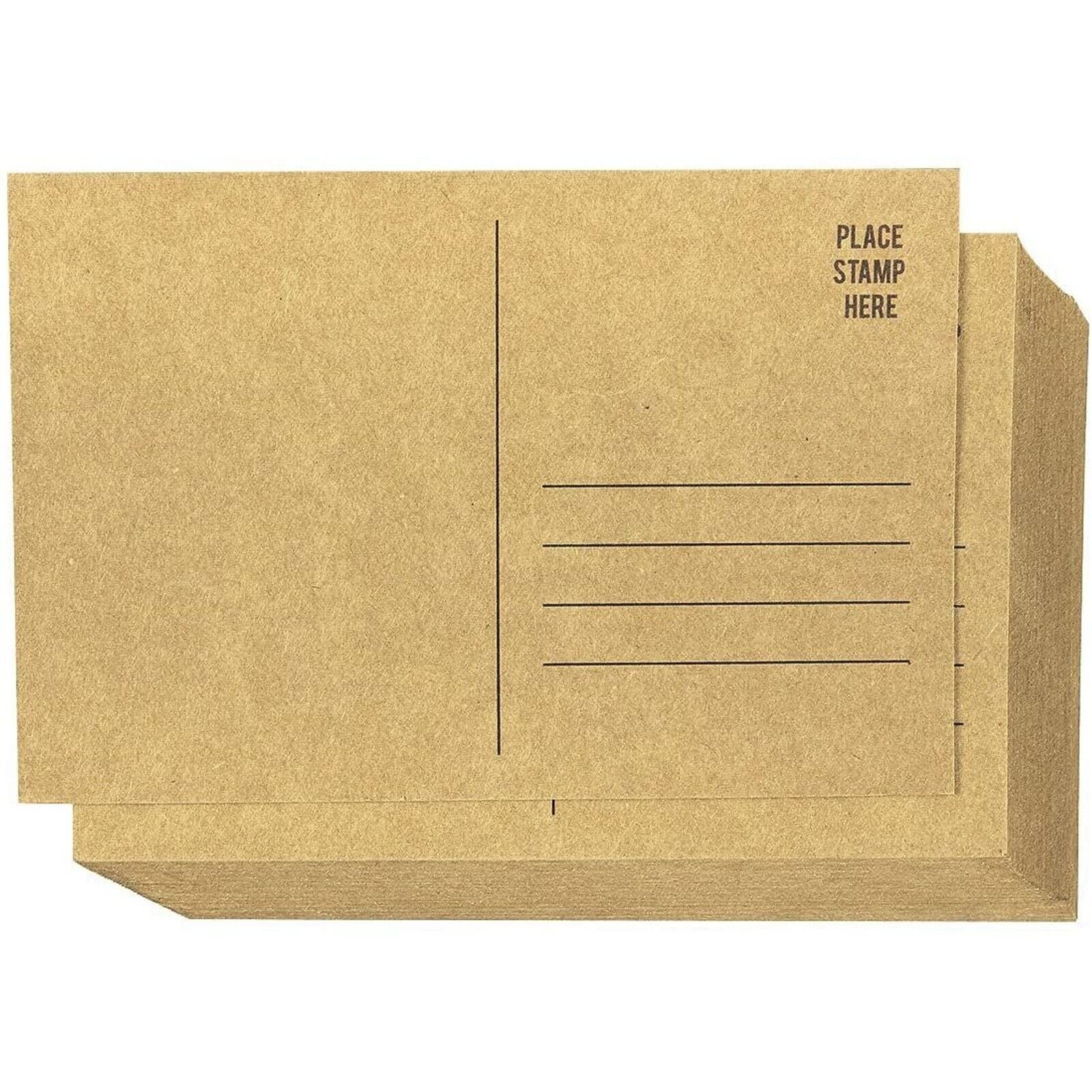 50 Pack Blank Postcards for Mailing Kraft Paper with Self Mailer Side Bulk 4x6