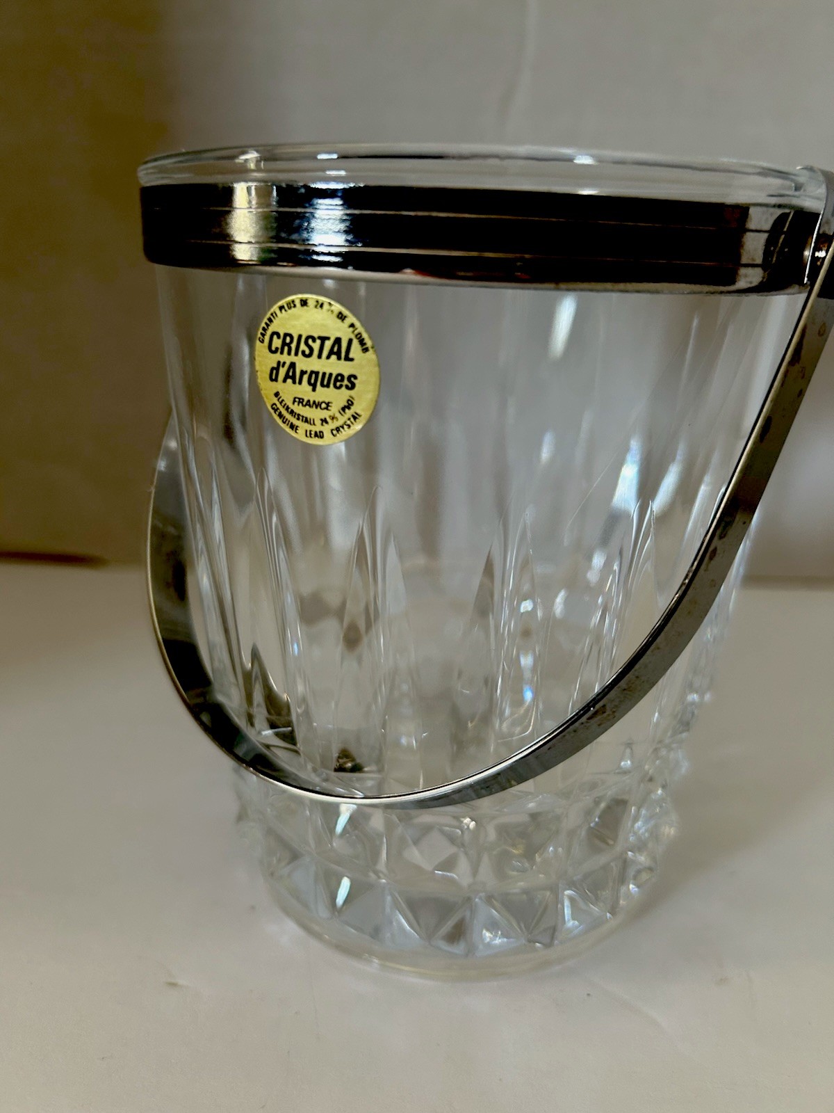 Vintage Cristal D\'Arques France 24% Lead Crystal  Ice Bucket