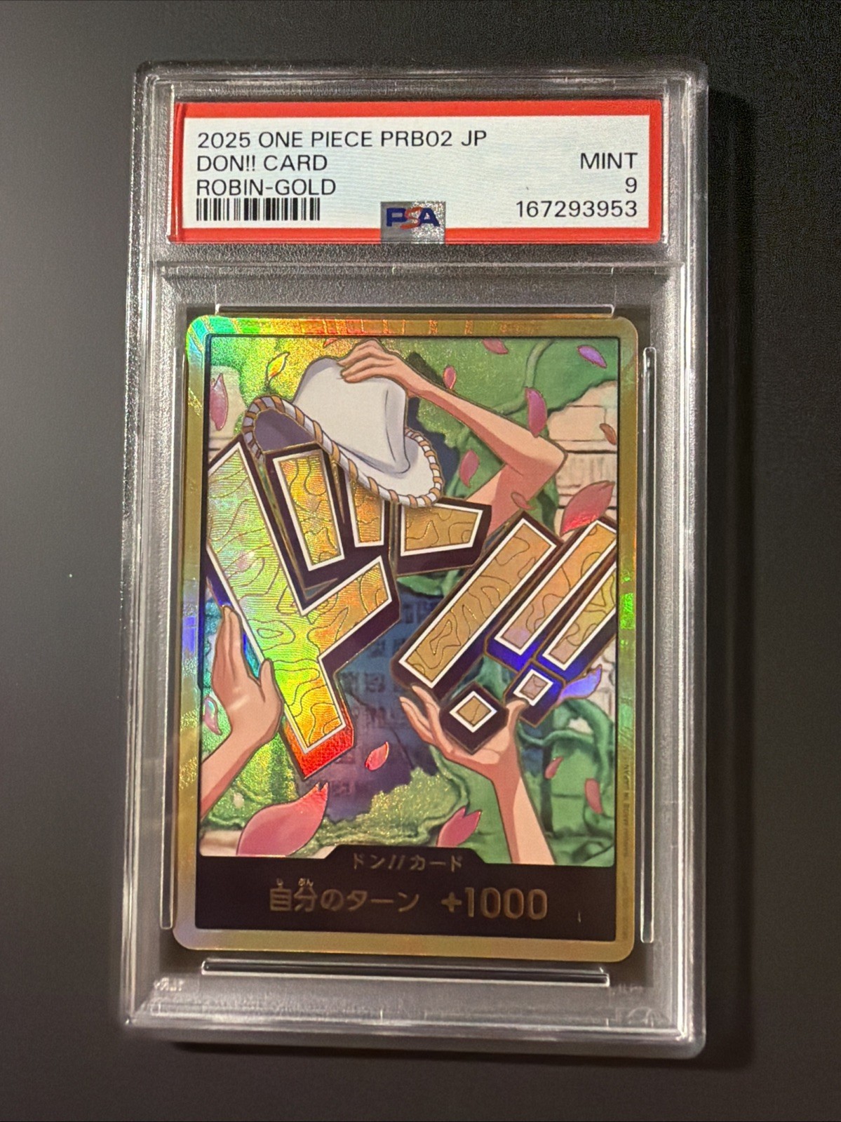 2025 One Piece Prb02 Don Card Robin Gold PSA 9