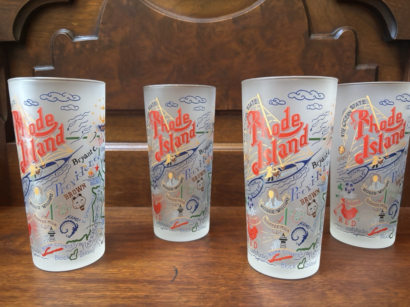 Catstudio 2004 Frosted Glasses Rhode Island Set of 4