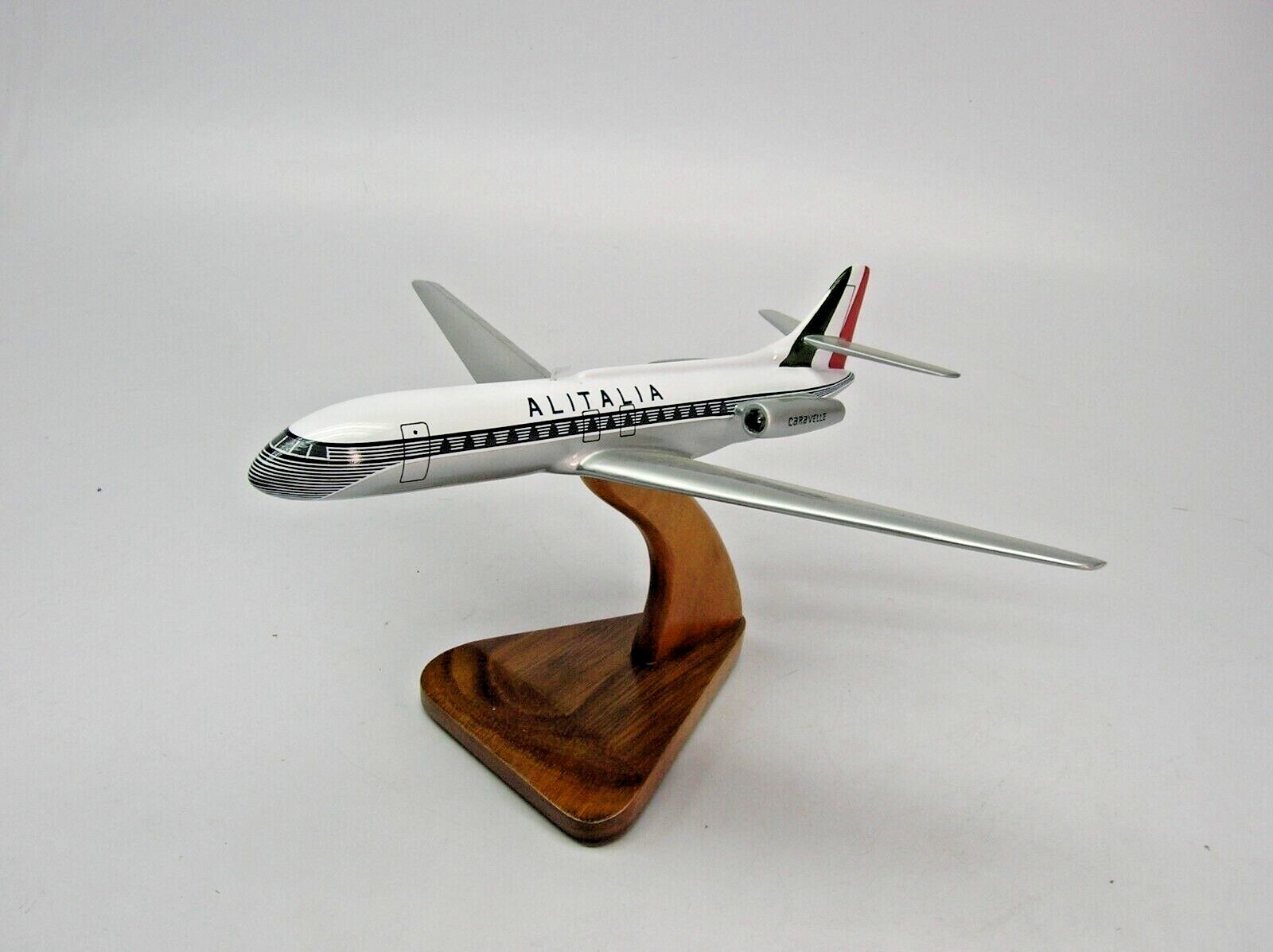 SE 210 Caravelle SE-210 Alitalia Sud Airplane Desktop Wood Model Small New