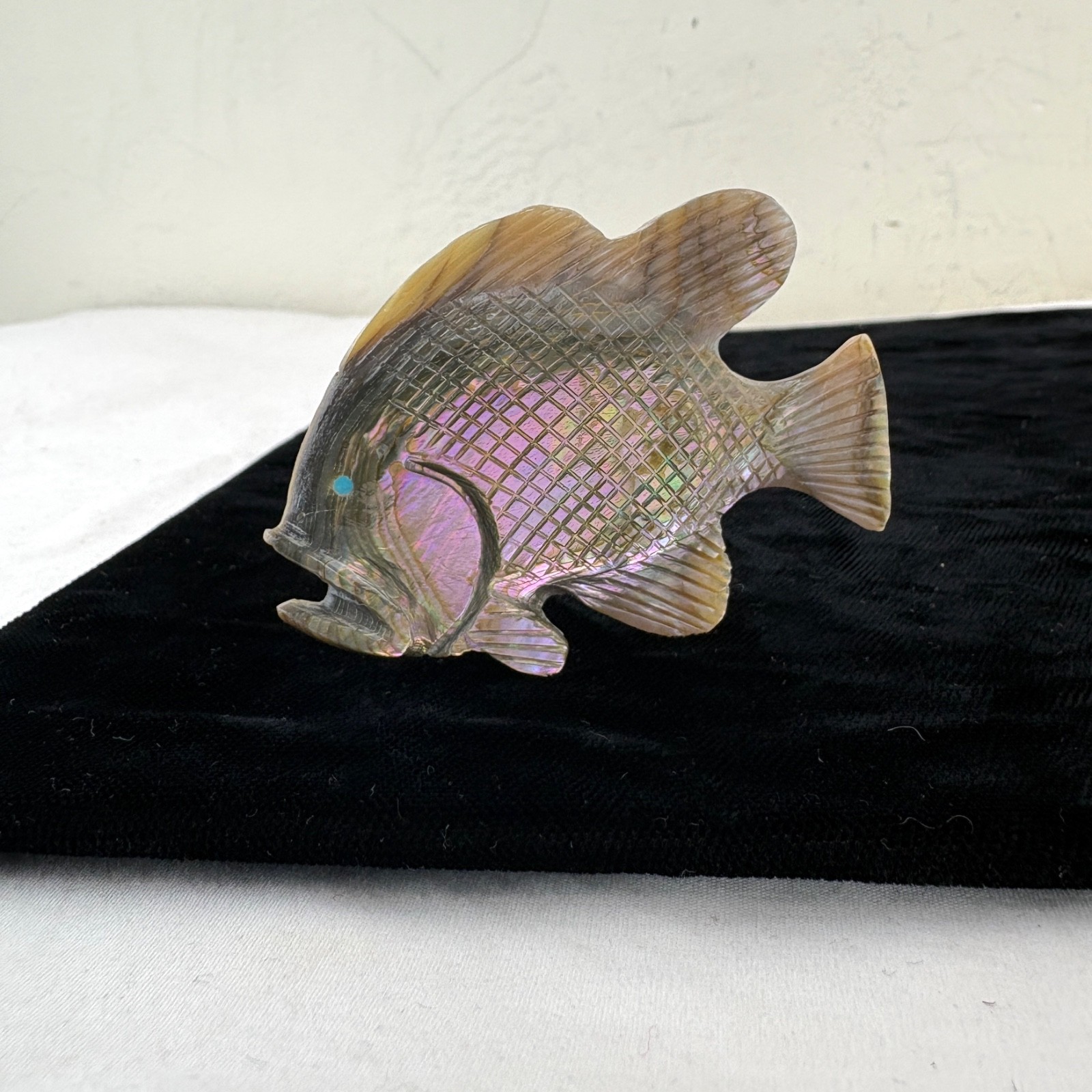 Large Vintage Zuni Bass Fish Fetish by Lloyd Tsalabutie